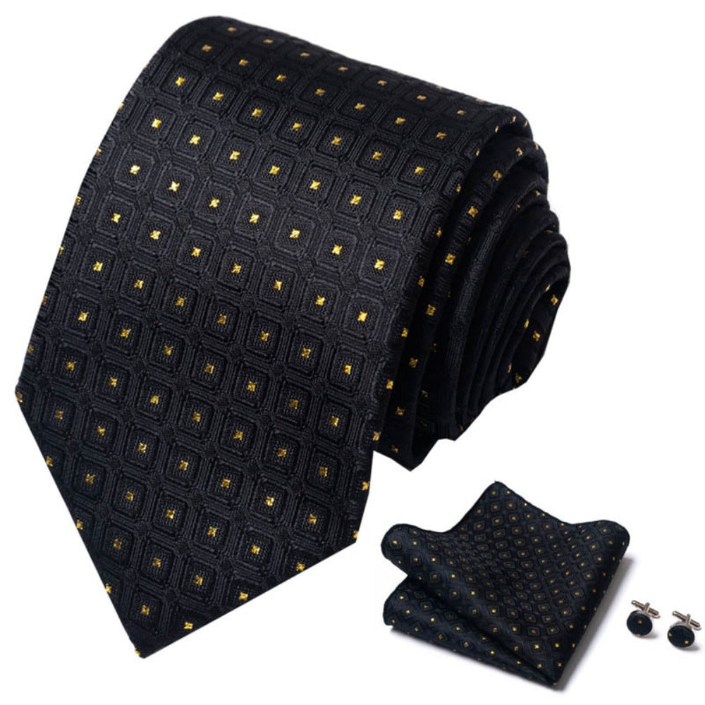 Black Cat Necktie Pocket Square Set / Tie Bowtie Cufflinks Set / Wedding Tie /Tie Clips/ Gift for him / Mens anniversary Groomsmen Gift