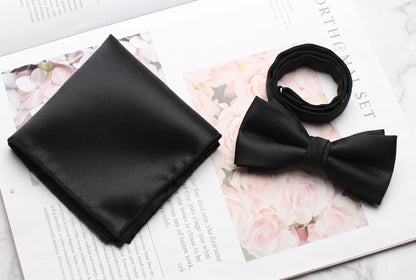 Premium Satin Silk Bow Tie & Pocket Square Set | Ultimate Groomsmen Bundle