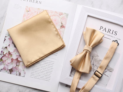 Premium Satin Silk Bow Tie & Pocket Square Set | Ultimate Groomsmen Bundle