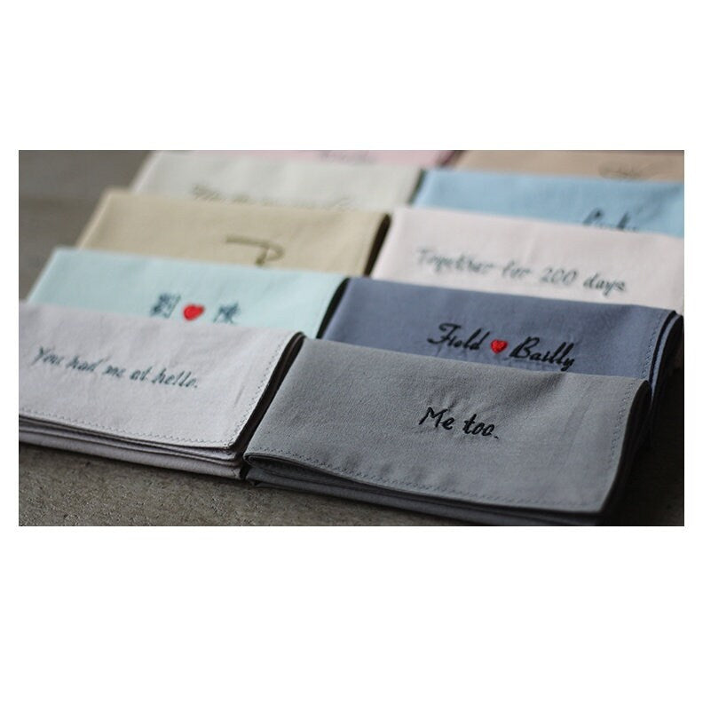 Custom Embroidered Wedding Handkerchief | Personalized Happy Tears Keepsake Gift