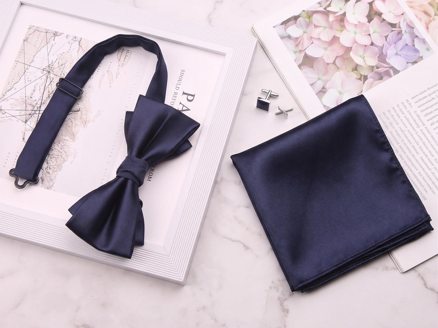 Premium Satin Silk Bow Tie & Pocket Square Set | Ultimate Groomsmen Bundle