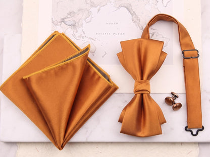 Premium Satin Silk Bow Tie & Pocket Square Set | Ultimate Groomsmen Bundle