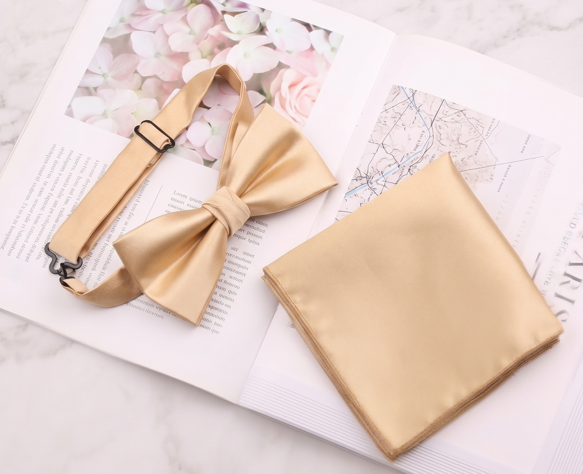 Premium Satin Silk Bow Tie & Pocket Square Set | Ultimate Groomsmen Bundle