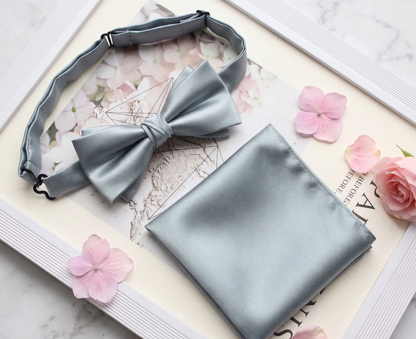Premium Satin Silk Bow Tie & Pocket Square Set | Ultimate Groomsmen Bundle