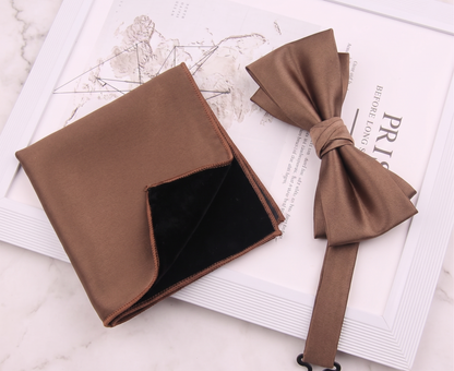 Premium Satin Silk Bow Tie & Pocket Square Set | Ultimate Groomsmen Bundle