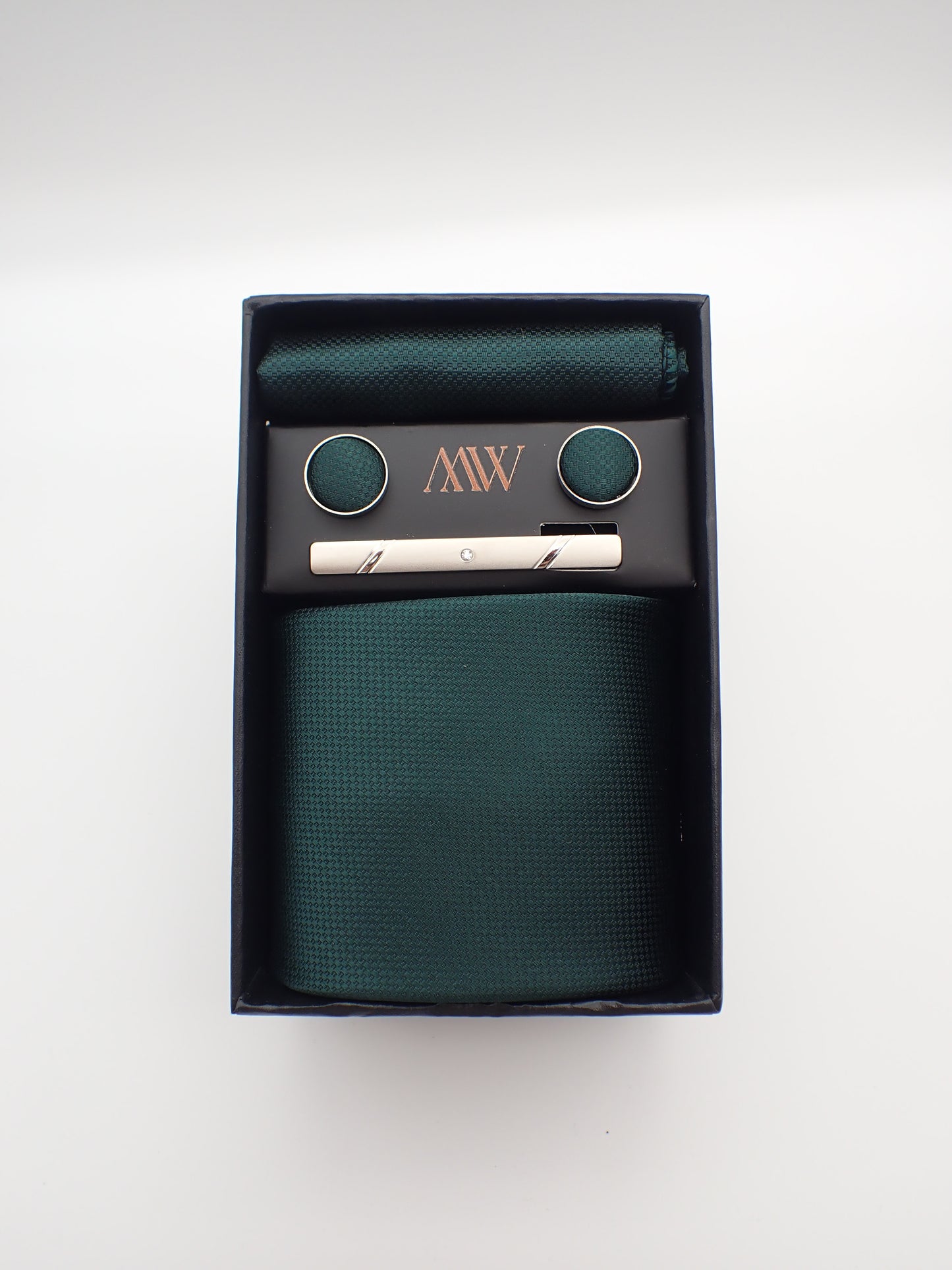 Green Square Pattern Tie Set / Pocket Square, Bowtie, Tie Clip, Cufflinks / Gift for Him / Wedding Groomsmen Gift / Men's Present