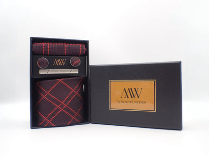 Scottish Tartan Pattern Tie Set / Pocket Square Tie Bowtie Cufflinks Set / Wedding Tie / Tie Clips / Gift for him Mens Groomsmen Gift