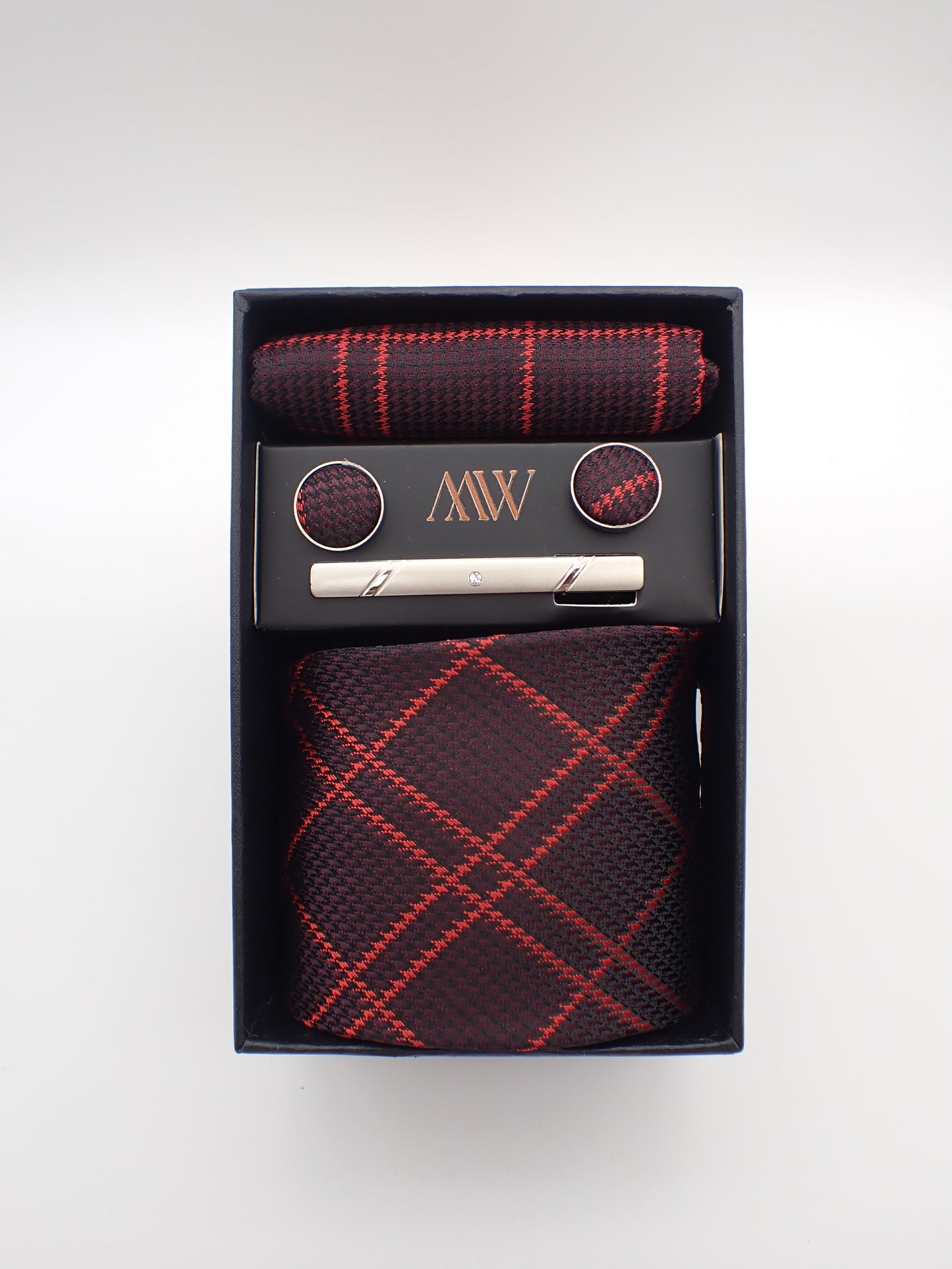 Scottish Tartan Pattern Tie Set / Pocket Square Tie Bowtie Cufflinks Set / Wedding Tie / Tie Clips / Gift for him Mens Groomsmen Gift