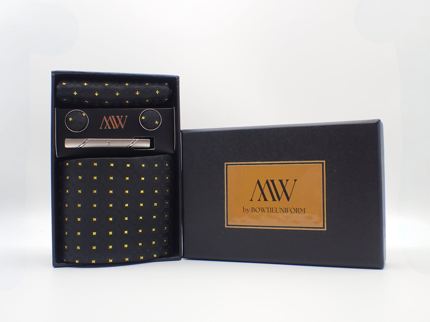 Black Cat Necktie Pocket Square Set /  Tie Bowtie Cufflinks Set / Wedding Tie /Tie Clips/ Gift for him / Mens anniversary Groomsmen Gift