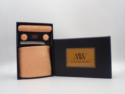 Orange Paisley Pattern Necktie Set / Pocket Square Tie Bowtie Cufflinks Set / Wedding Tie / Tie Clips / Gift for him Mens Groomsmen Gift