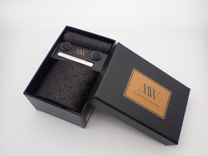 Dark Black Galaxy Pattern Tie Set / Pocket Square, Bowtie, Tie Clip, Cufflinks / Gift for Him / Wedding Groomsmen Gift / Men Gift Box