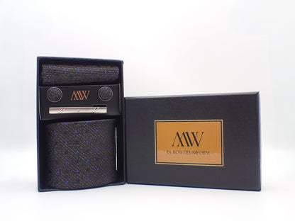 Dark Black Galaxy Pattern Tie Set / Pocket Square, Bowtie, Tie Clip, Cufflinks / Gift for Him / Wedding Groomsmen Gift / Men Gift Box