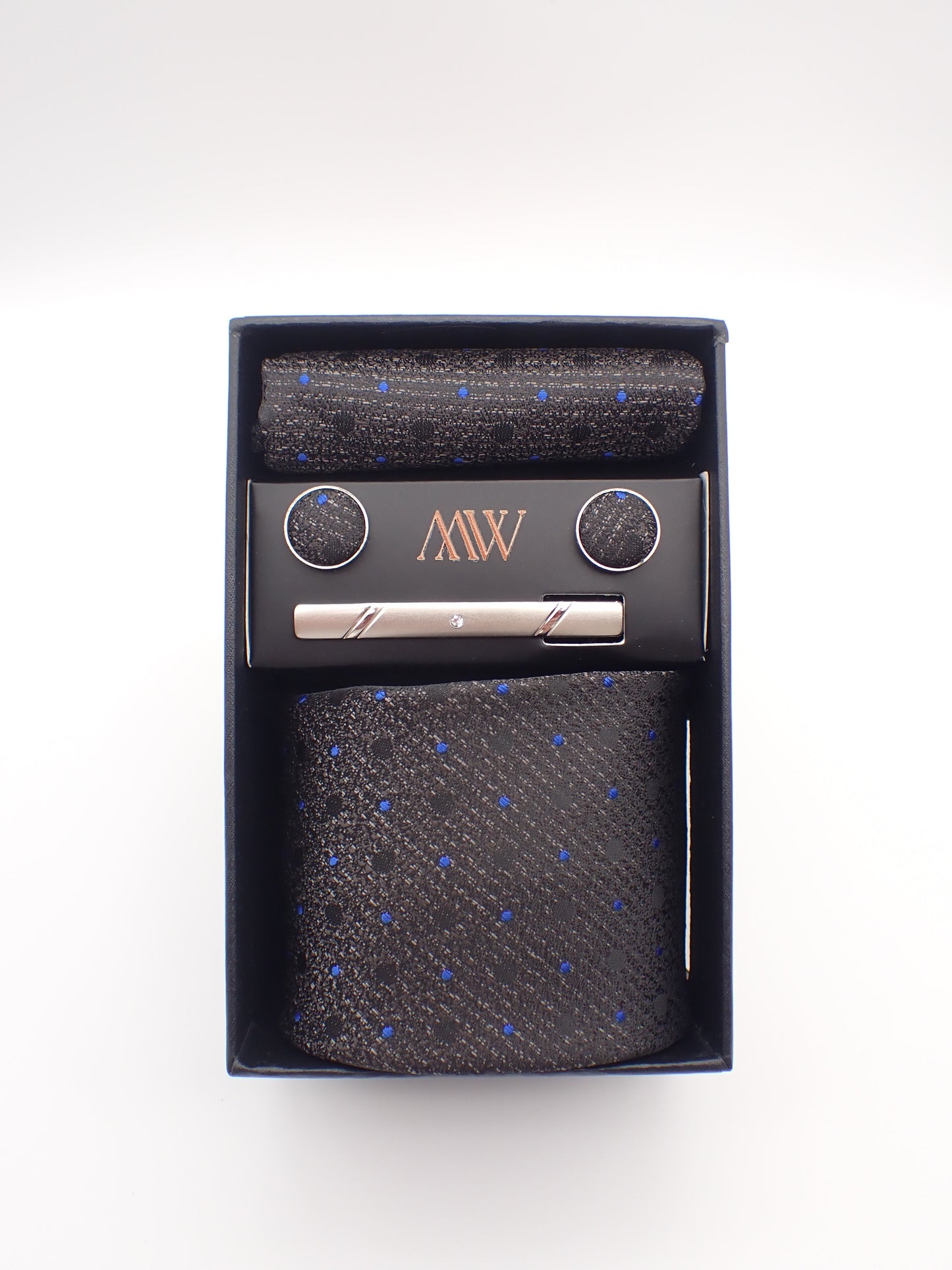 Dark Black Galaxy Pattern Tie Set / Pocket Square, Bowtie, Tie Clip, Cufflinks / Gift for Him / Wedding Groomsmen Gift / Men Gift Box