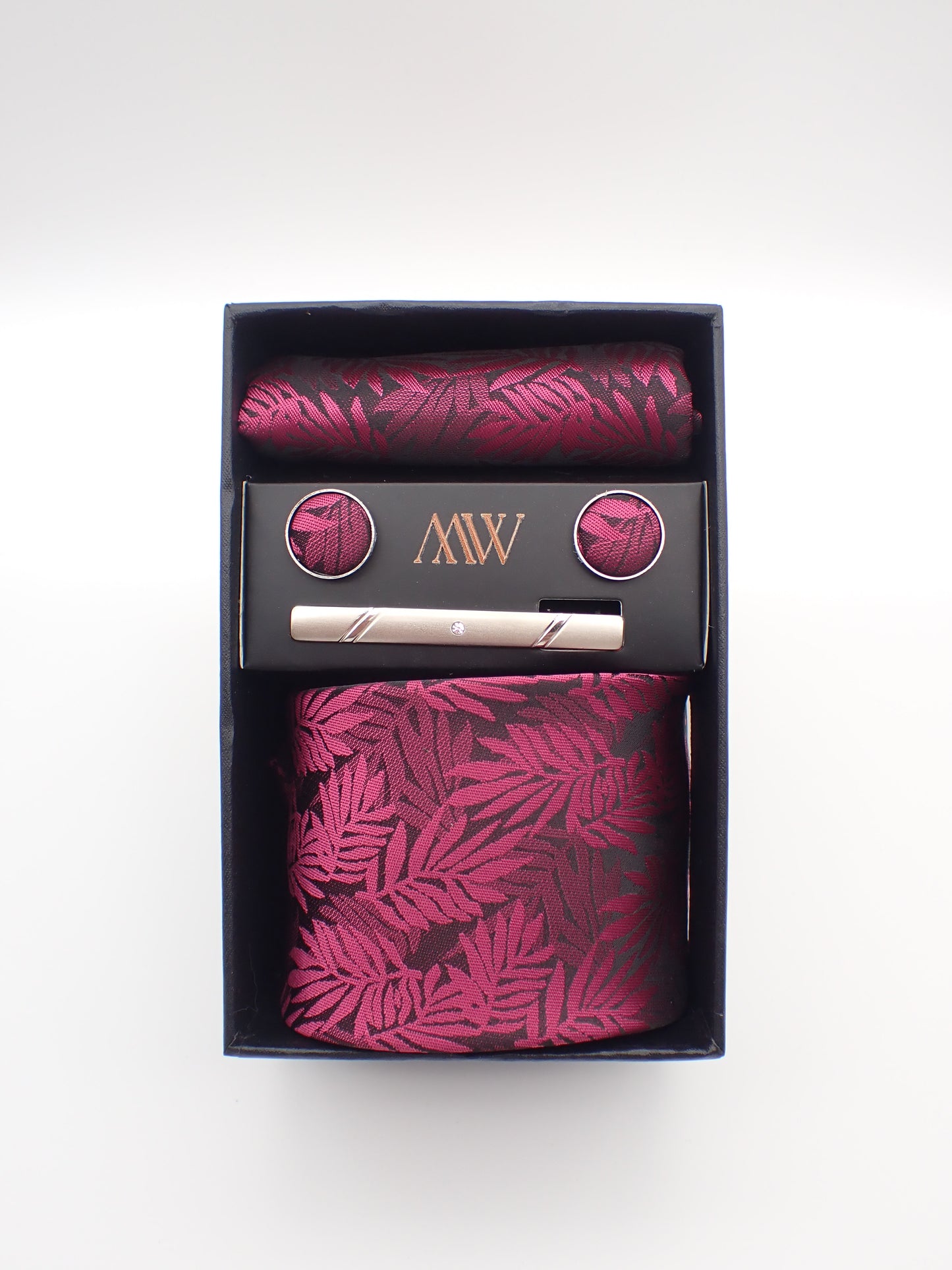 Cadbury Purple Floral Pattern Tie Set / Pocket Square, Bowtie, Tie Clip, Cufflinks / Gift for Him / Wedding Groomsmen Gift / Men Present Box