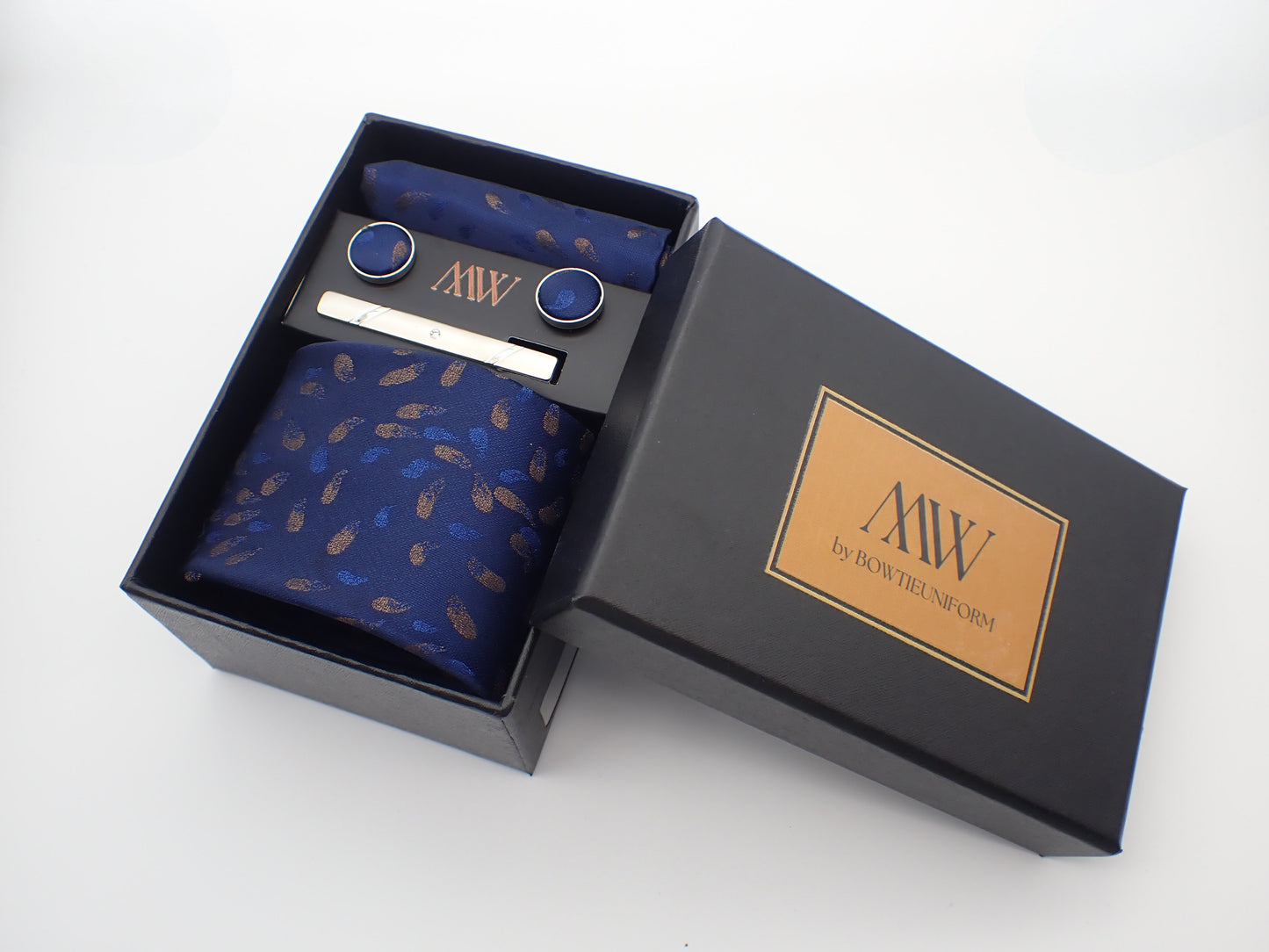 Blue Painting graffiti Paisley Tie Set / Pocket Square, Bowtie, Tie Clip, Cufflinks / Gift for Him / Wedding Groomsmen Gift / Men's Present