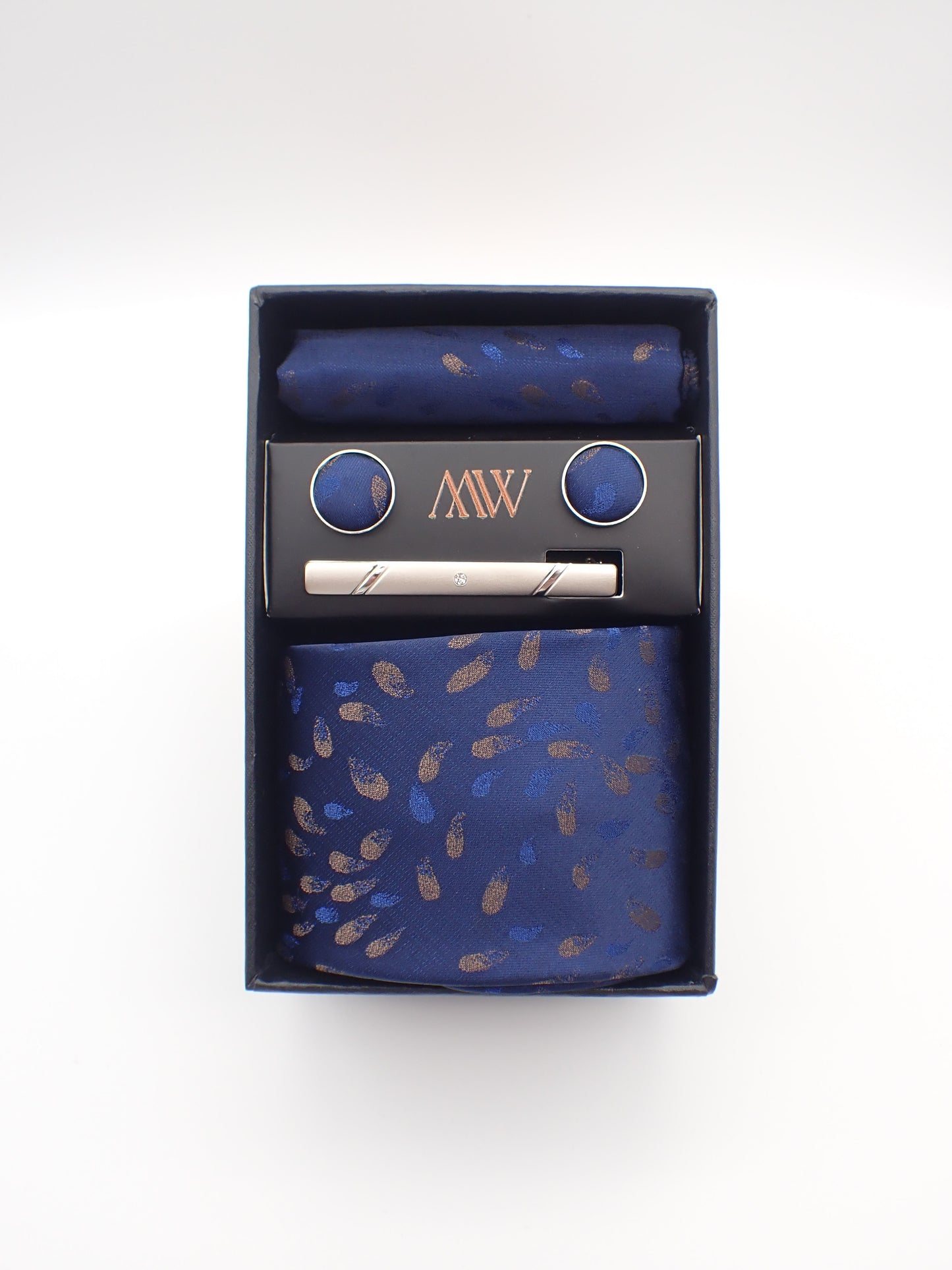 Blue Painting graffiti Paisley Tie Set / Pocket Square, Bowtie, Tie Clip, Cufflinks / Gift for Him / Wedding Groomsmen Gift / Men's Present