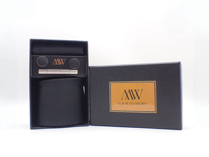 Black / Dark Square Necktie Set / Pocket Square Tie Bowtie Cufflinks Set / Wedding Tie / Tie Clips / Gift for him Mens Groomsmen Gift