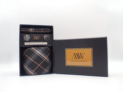 Tartan Plaid Pattern Tie Set / Pocket Square Tie Bowtie Cufflinks Set / Wedding Tie /Tie Clips/ Gift for him Mens anniversary Groomsmen Gift