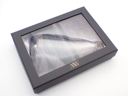 Gold Paisley Pattern Necktie Set / Pocket Square Tie Bowtie Cufflinks Set / Wedding Tie / Tie Clips / Gift for him Mens Groomsmen