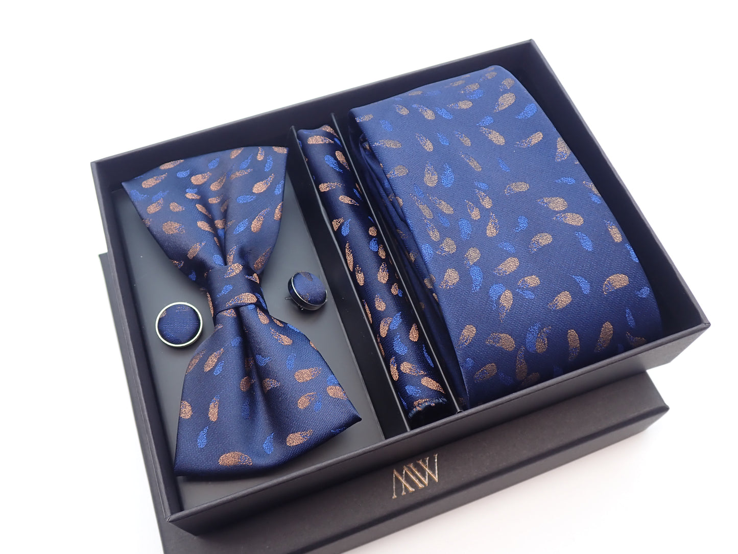 Blue Painting graffiti Paisley Tie Set / Pocket Square, Bowtie, Tie Clip, Cufflinks / Gift for Him / Wedding Groomsmen Gift / Men's Present