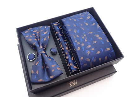 Blue Painting graffiti Paisley Tie Set / Pocket Square, Bowtie, Tie Clip, Cufflinks / Gift for Him / Wedding Groomsmen Gift / Men's Present