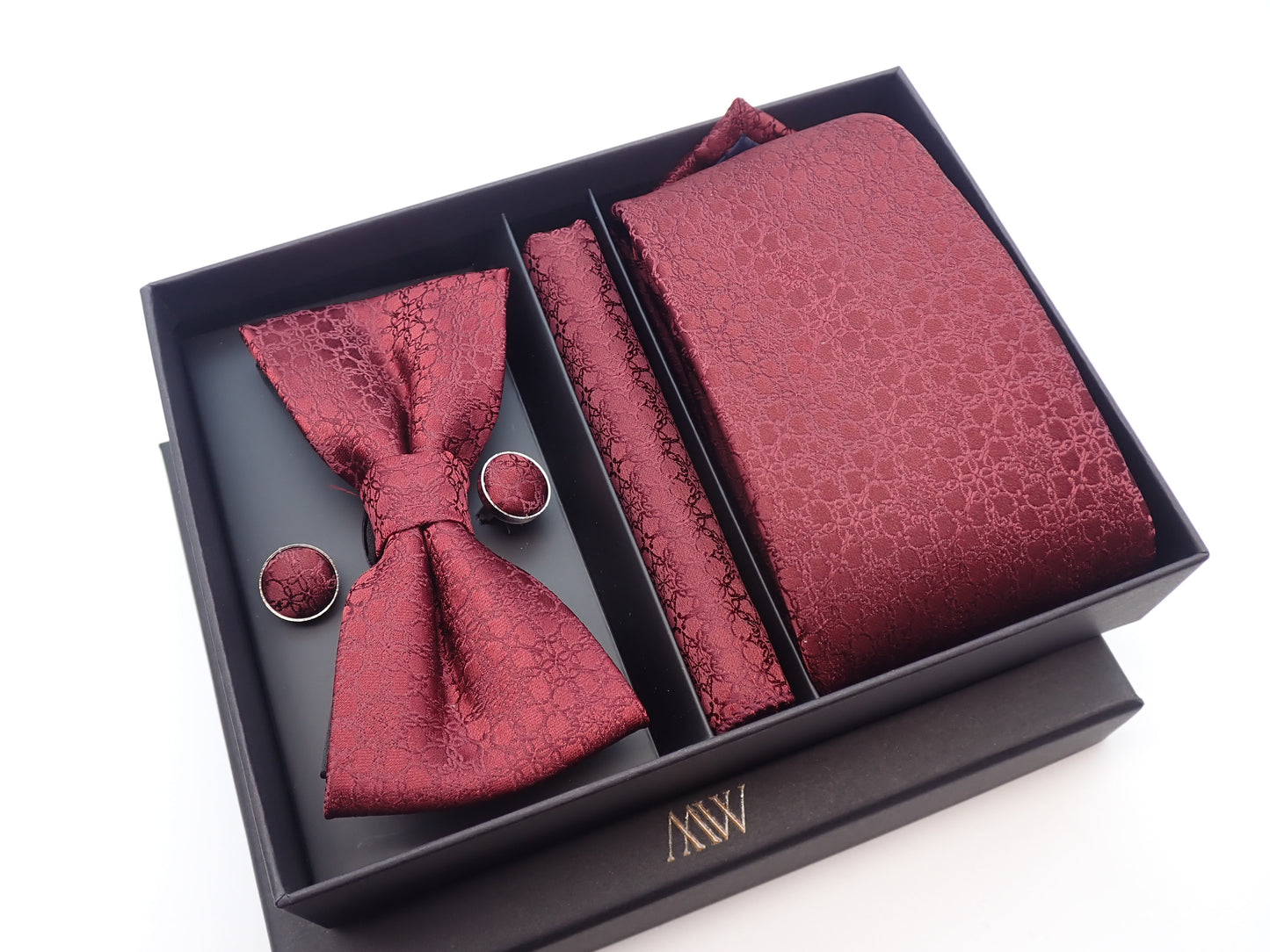 Crocodile Skin Pattern Tie Set / Pocket Square, Bowtie, Tie Clip, Cufflinks / Gift for Him / Wedding Groomsmen Gift / Men's Gift Box