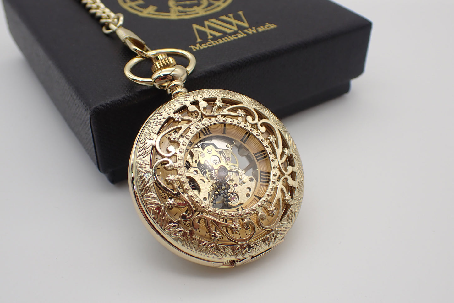 Personalized Vintage Silver Filigree Mechanical Pocket Watch | Ornate Skeleton Gold Movement | Groomsmen & Wedding Gift