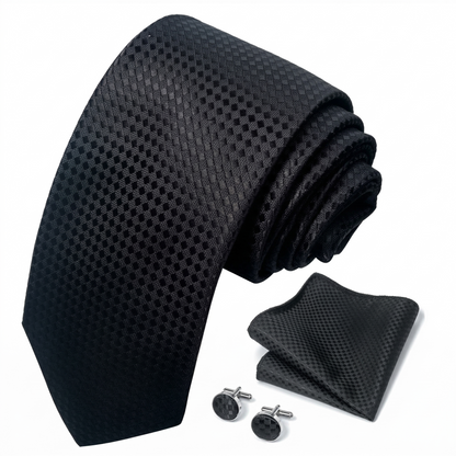 Classic Black Textured Geometric Formal Tie