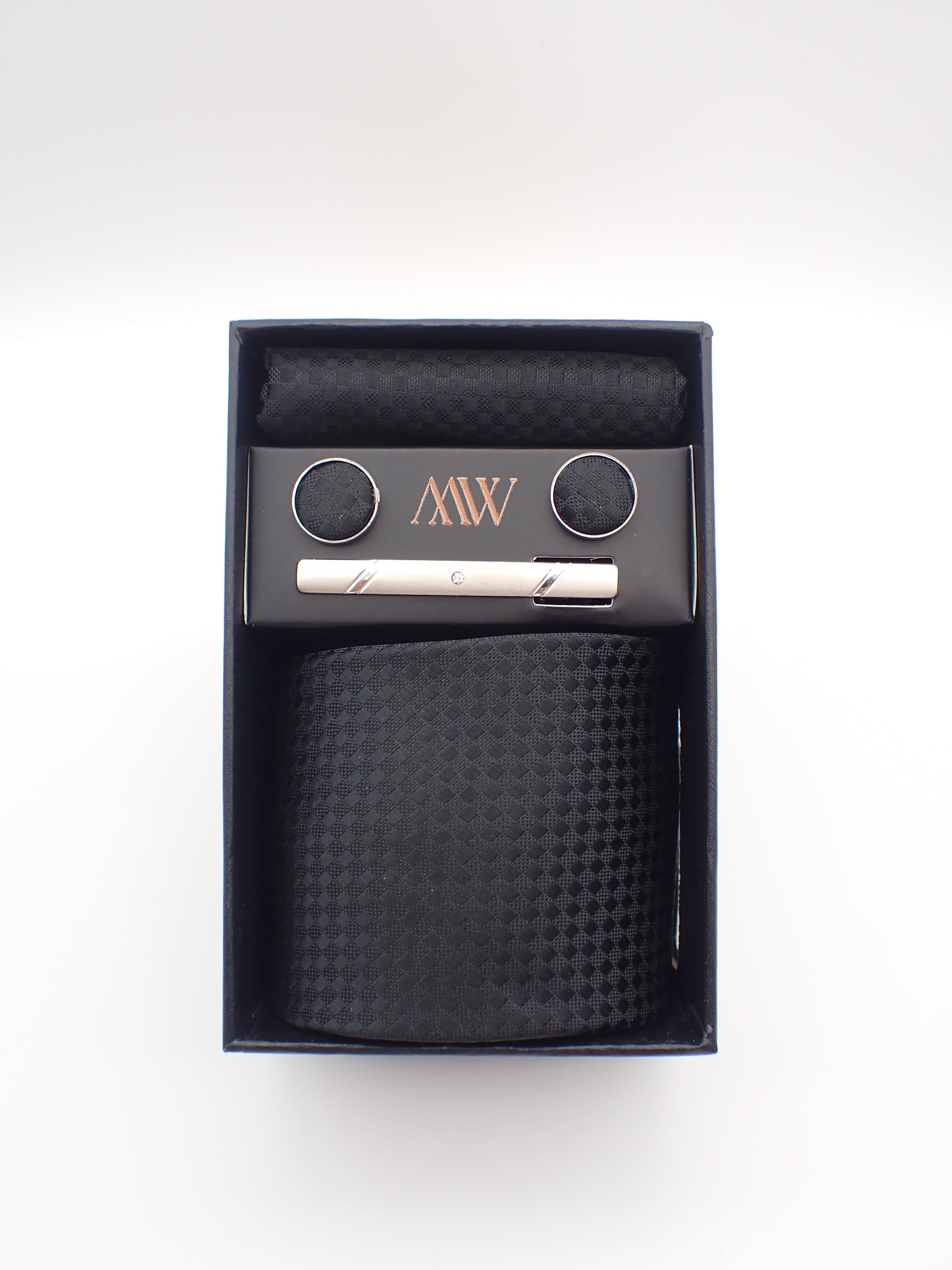Classic Black Textured Geometric Formal Tie