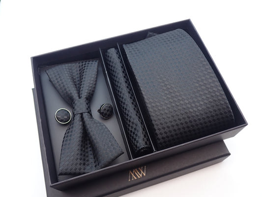 Classic Black Textured Geometric Formal Tie