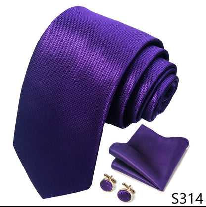 Solid Purple Square Pattern Necktie Set / Pocket Square Tie Bowtie Cufflinks Set / Wedding Tie / Tie Clips / Gift for him Mens Groomsmen