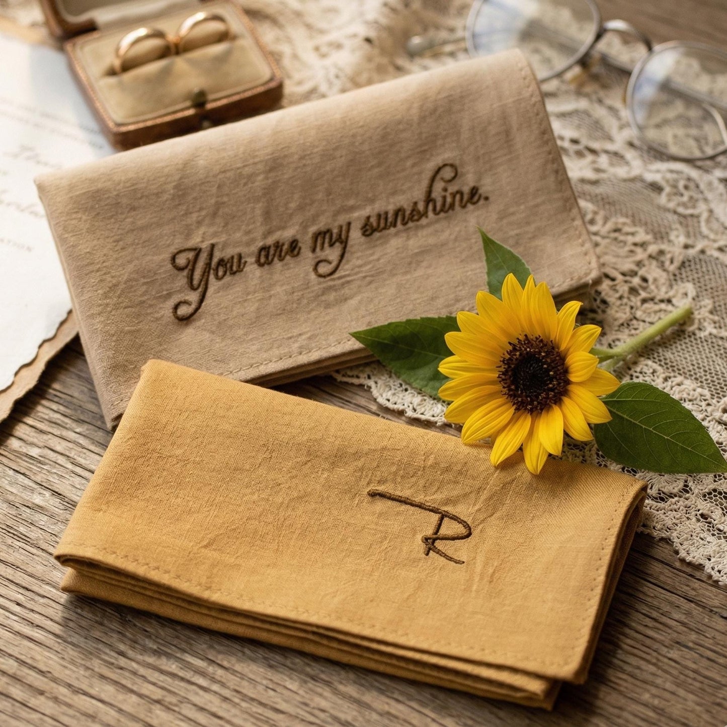 Custom Embroidered Wedding Handkerchief | Personalized Happy Tears Keepsake Gift