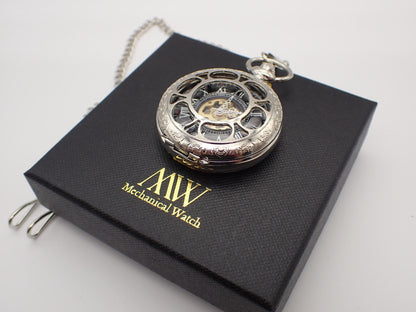 Silver Pocket Watch Mechanical Skeleton | Traditional Wedding Gift