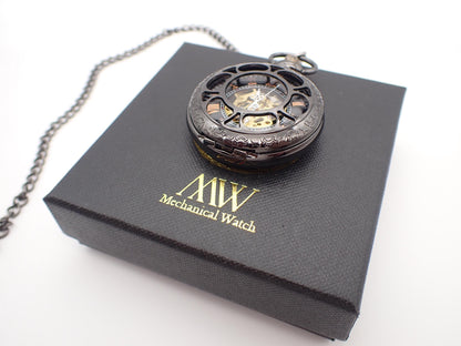 Gunmetal Black Mechanical Pocket Watch |  Unique Groomsmen Gift