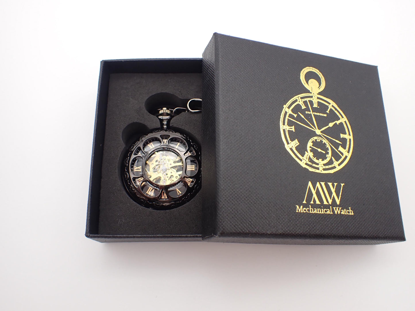 Gunmetal Black Mechanical Pocket Watch |  Unique Groomsmen Gift