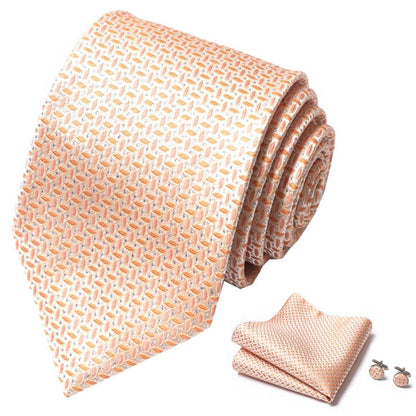 Light Orange Tie Set / Pocket Square Tie Bowtie Cufflinks Set / Wedding Tie / Tie Clips / Gift for him Mens Groomsmen Gift