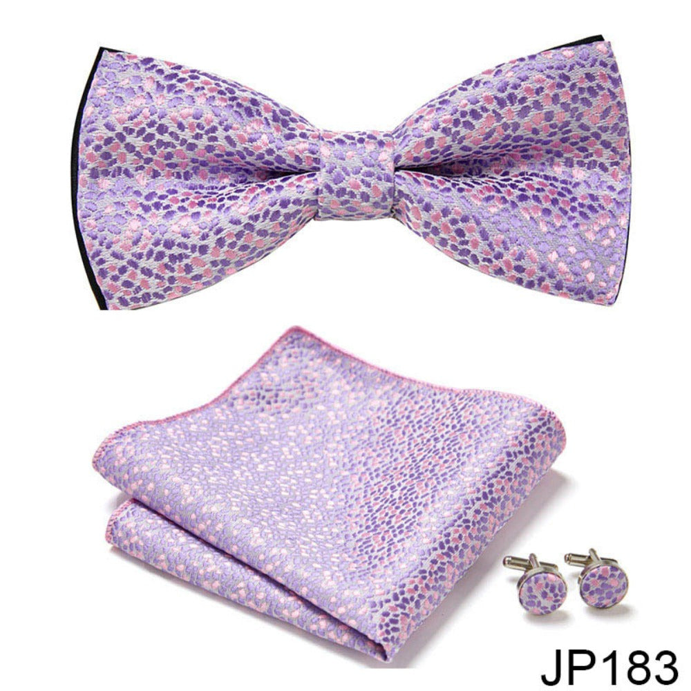 Light lavender purple necktie with intricate floral paisley patterns, ideal for garden summer weddings.