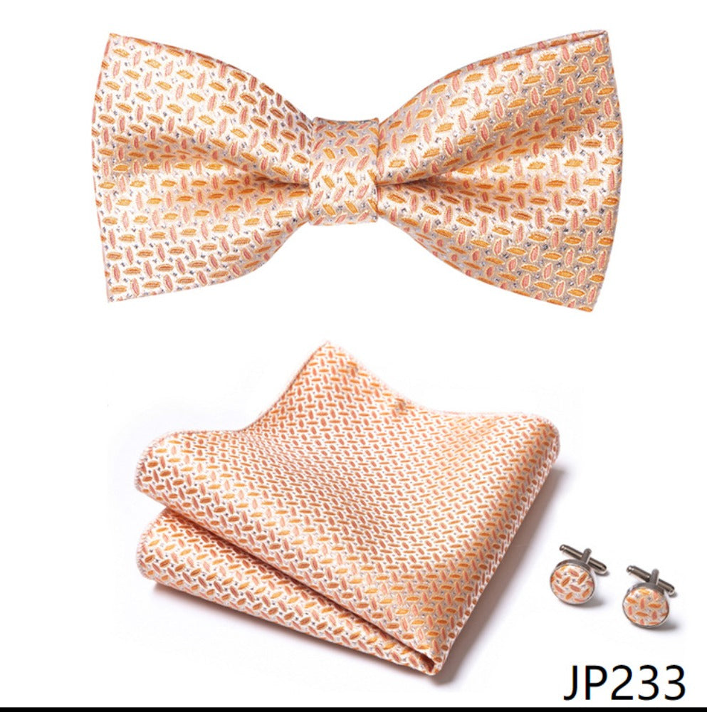Light Orange Tie Set / Pocket Square Tie Bowtie Cufflinks Set / Wedding Tie / Tie Clips / Gift for him Mens Groomsmen Gift