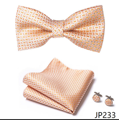 Light Orange Tie Set / Pocket Square Tie Bowtie Cufflinks Set / Wedding Tie / Tie Clips / Gift for him Mens Groomsmen Gift