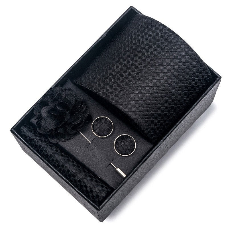 Classic Black Textured Geometric Formal Tie