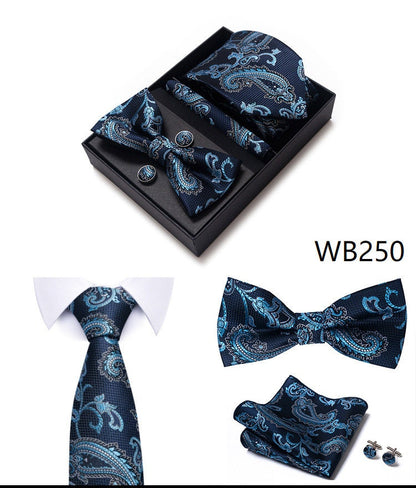 Royal Blue Paisley Tie Set / Pocket Square Tie Bowtie Cufflinks Set / Wedding Tie / Tie Clips / Gift for him Mens Groomsmen Gift