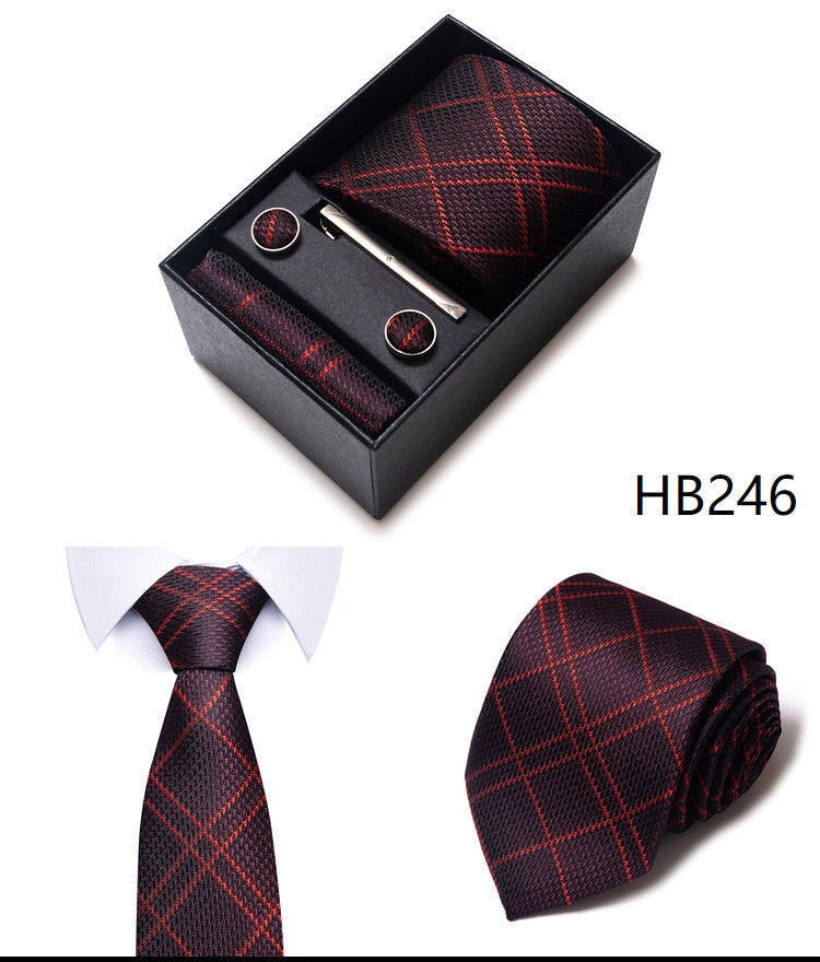 Scottish Tartan Pattern Tie Set / Pocket Square Tie Bowtie Cufflinks Set / Wedding Tie / Tie Clips / Gift for him Mens Groomsmen Gift