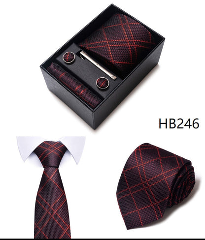 Scottish Tartan Pattern Tie Set / Pocket Square Tie Bowtie Cufflinks Set / Wedding Tie / Tie Clips / Gift for him Mens Groomsmen Gift