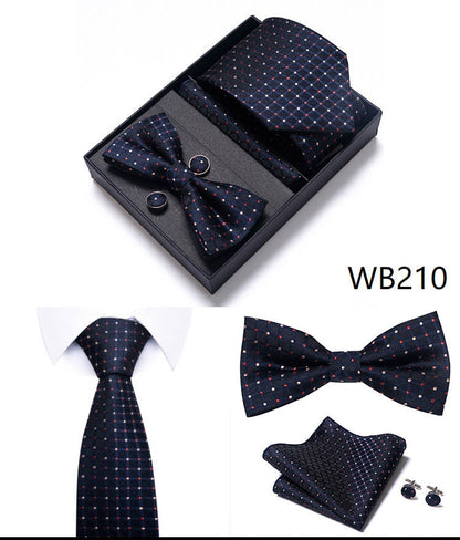 Navy Blue Dot Pattern Necktie Set / Pocket Square Tie Bowtie Cufflinks Set / Wedding Tie / Tie Clips / Gift for him Mens Groomsmen Gift