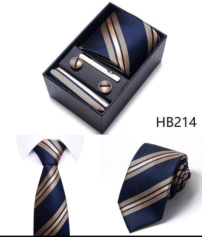 Navy Blue Rose Gold Stripe Necktie Set / Pocket Square Tie Bowtie Cufflinks Set / Wedding Tie / Tie Clips / Gift for him Mens Groomsmen Gift