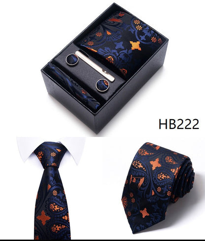 Black Orange Paisley Necktie Set / Pocket Square Tie Bowtie Cufflinks Set / Wedding Tie / Tie Clips / Gift for him Mens Groomsmen Gift