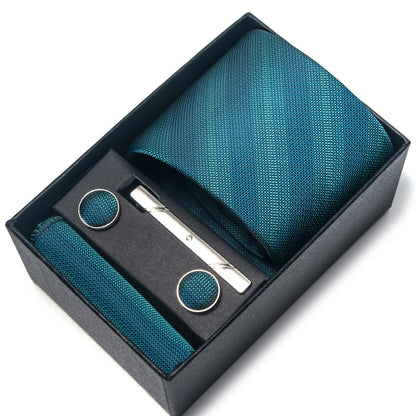 Navy Green Gradient Stripe Necktie Set / Pocket Square Tie Bowtie Cufflinks Set / Wedding Tie / Tie Clips / Gift for him Mens Groomsmen Gift